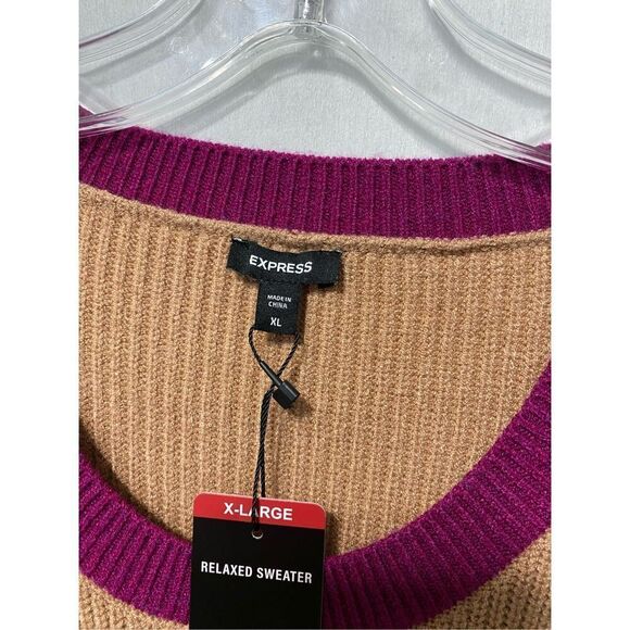 Express Tan and Black Crew Neck Sweater - Picture 7 of 10